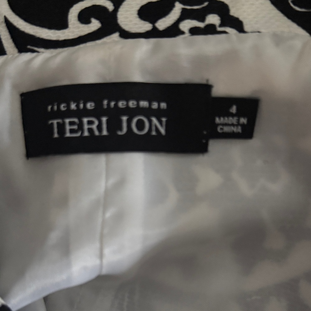 Rickie Freeman Teri Jon Black and White Paisley Dress 4 - Picture 2 of 9